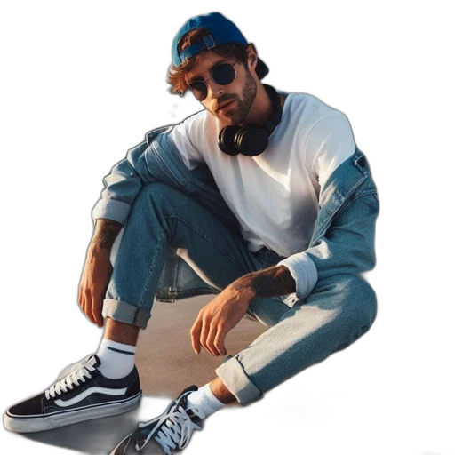 jacket, shoes, hat, staff, photorealistic, pixel art, vaporwave, concept art transparent PNG cut-out