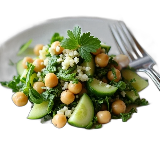 food, plate, salad, variety, ingredients, including, cucumbers, chickpeas transparent PNG cut-out