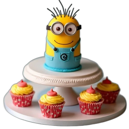 food, 3d render, minion, cake, cupcakes, display transparent PNG cut-out