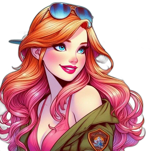 comic book art, cartoon, fantasy art, concept art, woman, orange, hair, blue transparent PNG cut-out