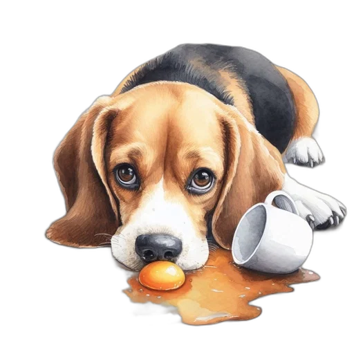 food, animal, watercolor, photorealistic, oil painting, pencil sketch, guilt-stricken, beagle transparent PNG cut-out