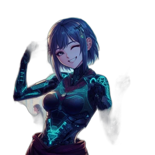 robot, weapon, mask, creature, cyberpunk, anime, concept art, pixel art transparent PNG cut-out