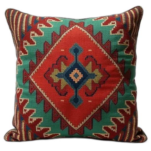 furniture, old, turkish, rug, pillow, green, red, blue transparent PNG cut-out