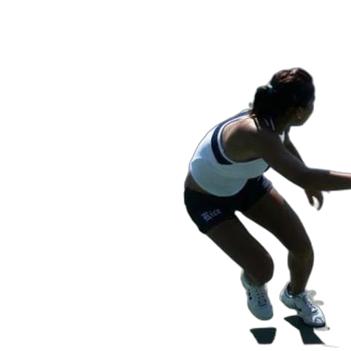 3d render, woman, white, shirt, black, shorts, playing, tennis transparent PNG cut-out