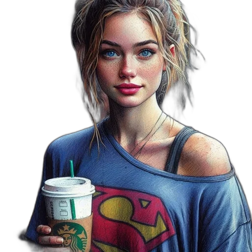 face, dress, photorealistic, comic book art, fantasy art, oil painting, colorful, blue transparent PNG cut-out