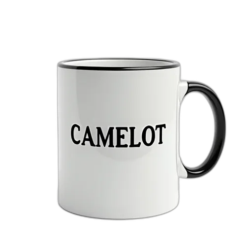 jewelry, photorealistic, 3d render, white, coffee, mug, word, camelot transparent PNG cut-out