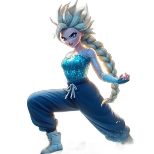 hair, dress, staff, concept art, fantasy art, pixel art, 3d render, blue transparent PNG cut-out
