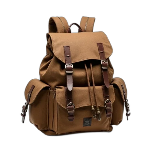 jacket, 3d render, earth tones, brown, canvas, backpack, textured, surface transparent PNG cut-out