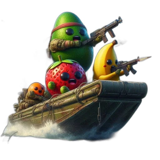 weapon, creature, animal, concept art, fantasy art, 3d render, anthropomorphic, fruits transparent PNG cut-out