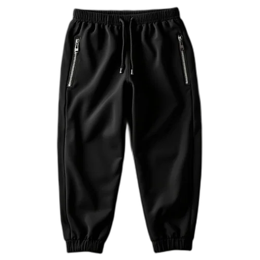 black, joggingpants, zippered, waistbands transparent PNG cut-out