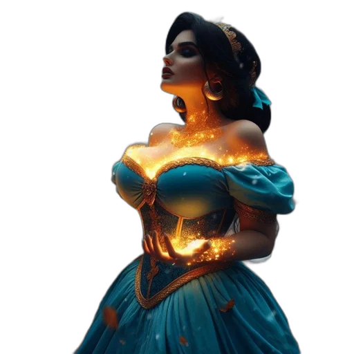 dress, jewelry, crown, concept art, fantasy art, 3d render, comic book art, neon lights transparent PNG cut-out