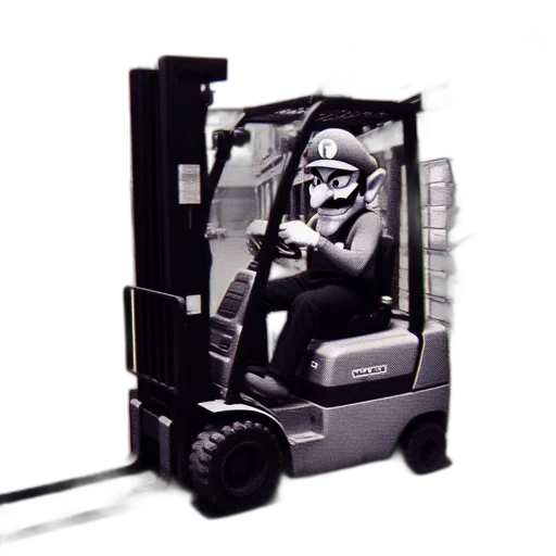 robot, staff, car, furniture, 3d render, concept art, photorealistic, warehouse transparent PNG cut-out