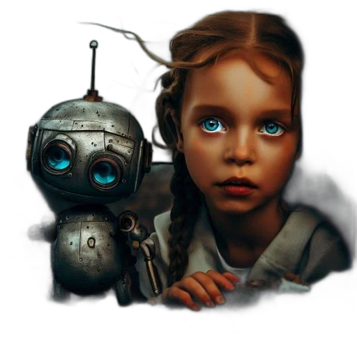 robot, face, weapon, concept art, photorealistic, cyberpunk, pixel art, young transparent PNG cut-out