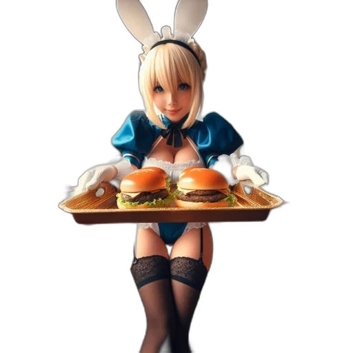 food, dress, concept art, pixel art, 3d render, fantasy art, maid, wearing transparent PNG cut-out