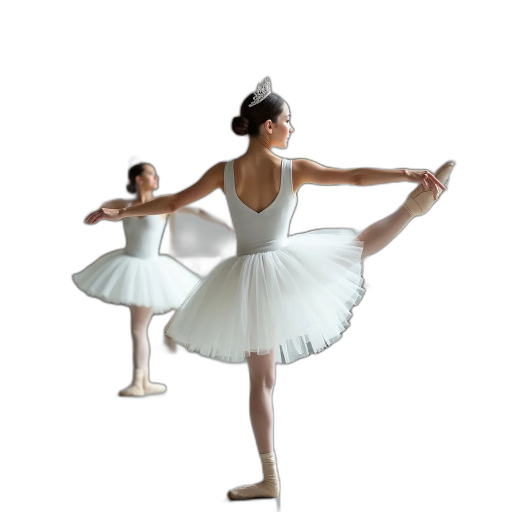photorealistic, 3d render, concept art, ballet, dancer, white, tutu, tiara transparent PNG cut-out
