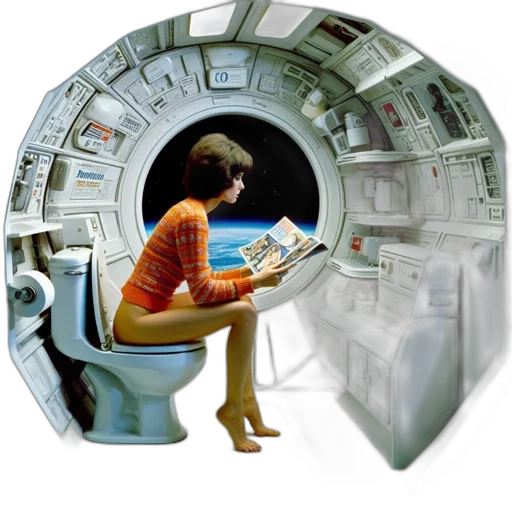 robot, furniture, concept art, 3d render, photorealistic, outer space, astronaut, reads transparent PNG cut-out