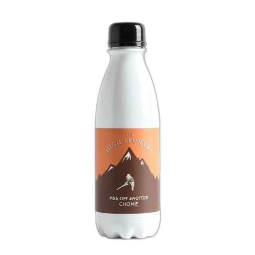 bottle, white, water, black, cap, displayed, against, background transparent PNG cut-out