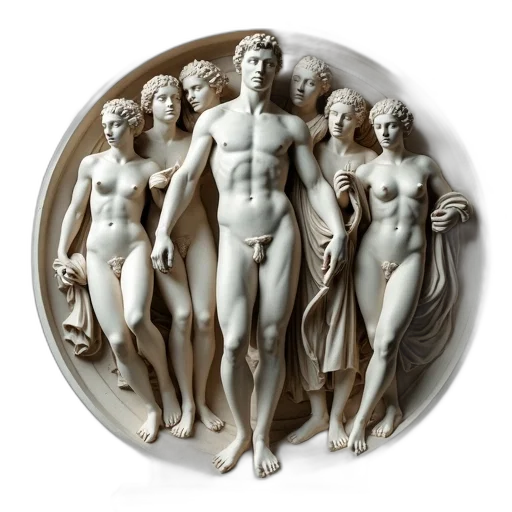 jewelry, classical, marble, sculpture, group, figures, circular, arrangement transparent PNG cut-out