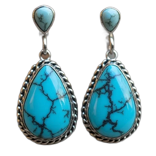 jewelry, sterling, silver, blue, turquoise, earrings transparent PNG cut-out