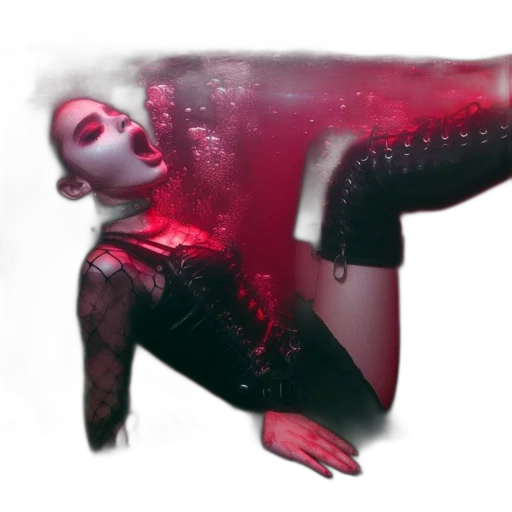 creature, cyberpunk, concept art, photorealistic, 3d render, fire, red, woman transparent PNG cut-out