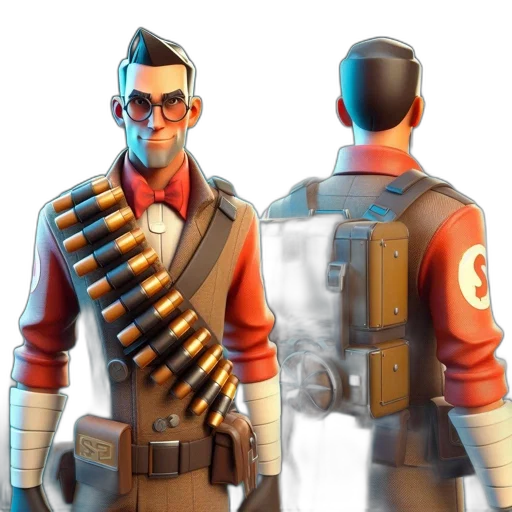 jacket, weapon, staff, face, concept art, 3d render, comic book art, cyberpunk transparent PNG cut-out