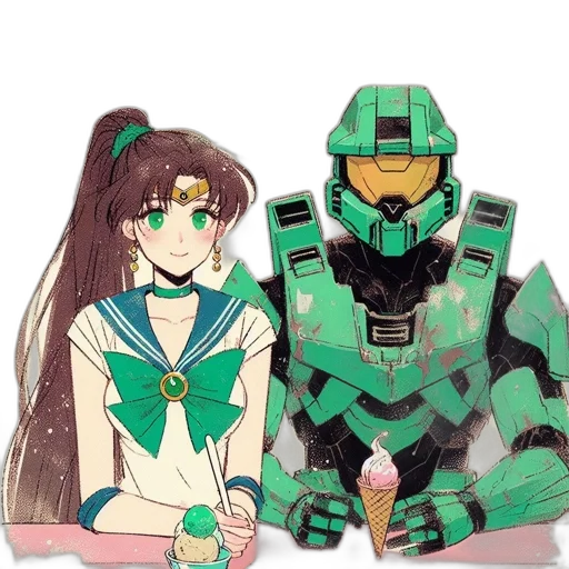 robot, weapon, dress, sword, anime, pixel art, vaporwave, concept art transparent PNG cut-out
