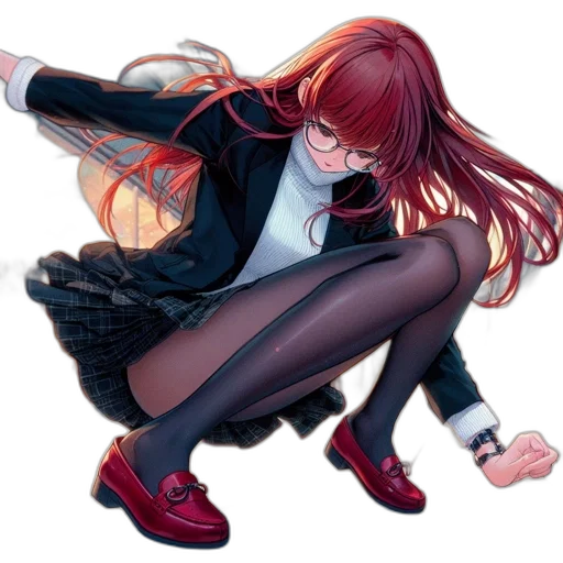 jacket, hair, shoes, dress, anime, concept art, pixel art, photorealistic transparent PNG cut-out
