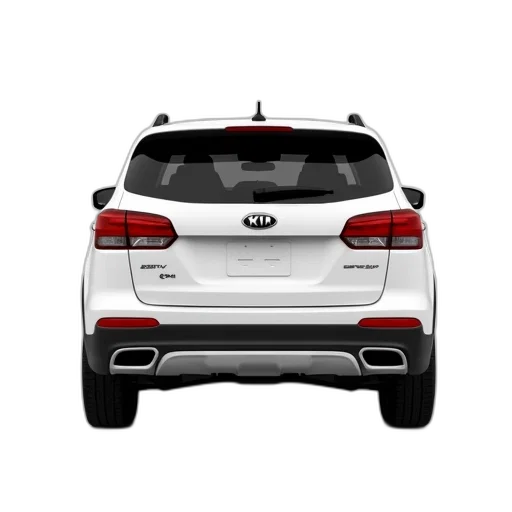 car, 3d render, white, kia, sorento, suv, shown, rear transparent PNG cut-out