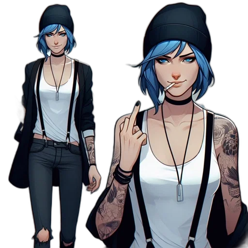 comic book art, concept art, cartoon, cyberpunk, blue, dark, monochrome, two transparent PNG cut-out