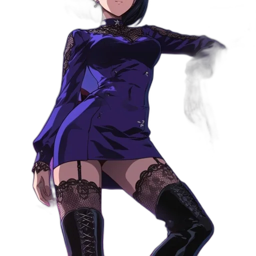 dress, staff, jacket, weapon, concept art, anime, cyberpunk, pixel art transparent PNG cut-out