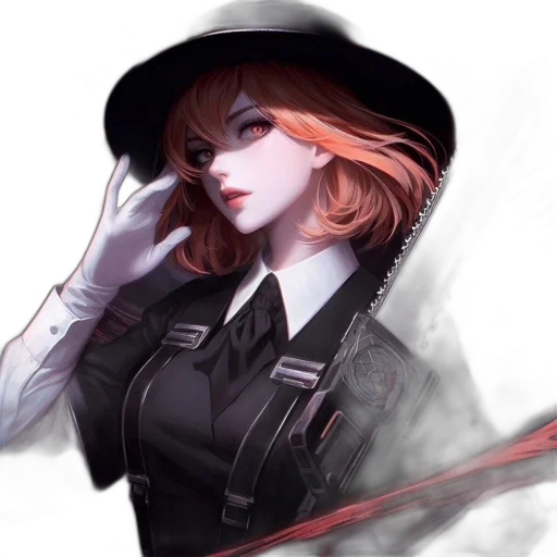 staff, hat, jacket, weapon, concept art, fantasy art, comic book art, anime transparent PNG cut-out