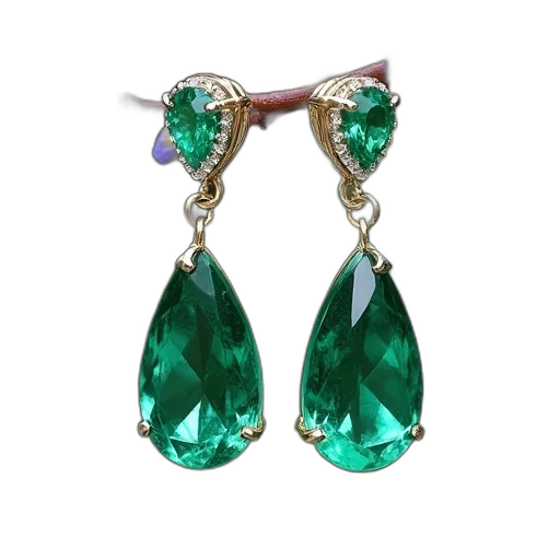 jewelry, green, image, emerald, tear, drop, earrings transparent PNG cut-out