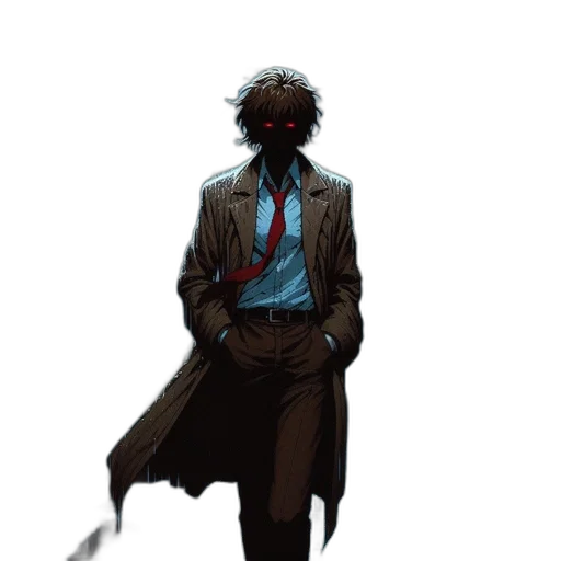 jacket, staff, mask, creature, concept art, comic book art, pixel art, cyberpunk transparent PNG cut-out