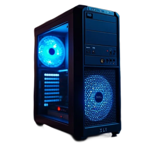 robot, 3d render, vaporwave, cyberpunk, concept art, blue, dell, desktop transparent PNG cut-out