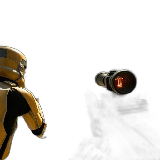 robot, weapon, staff, 3d render, concept art, pixel art, photorealistic, outer space transparent PNG cut-out
