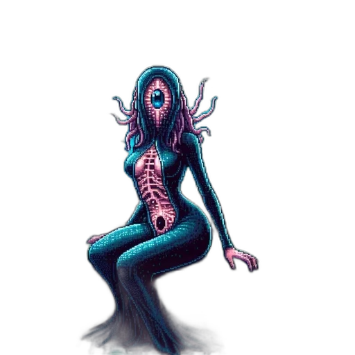 creature, robot, dress, mask, concept art, fantasy art, comic book art, watercolor transparent PNG cut-out