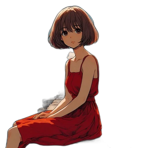 dress, face, robot, creature, anime, pixel art, concept art, watercolor transparent PNG cut-out