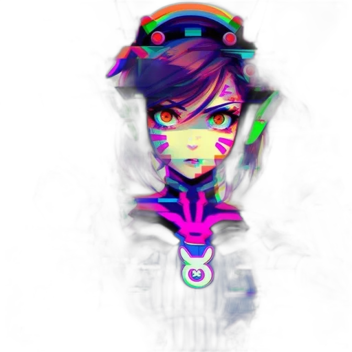 robot, mask, face, creature, pixel art, vaporwave, cyberpunk, anime transparent PNG cut-out