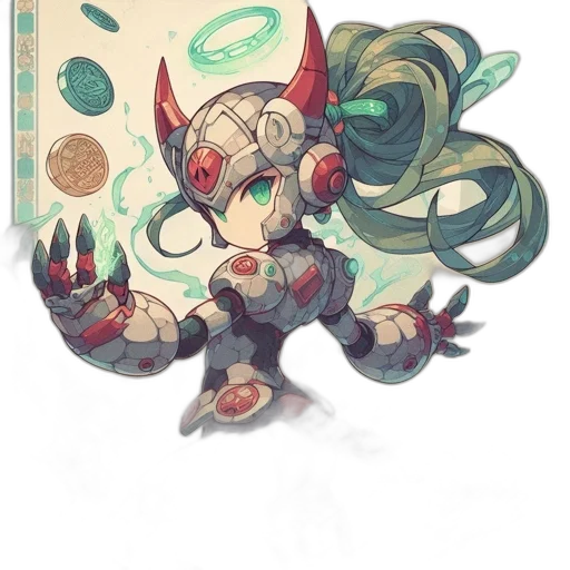 creature, mask, dragon, staff, concept art, fantasy art, watercolor, anime transparent PNG cut-out