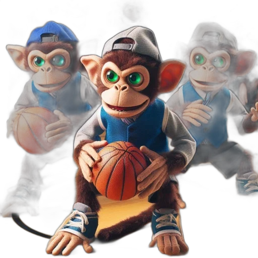 3d render, concept art, fantasy art, photorealistic, animated, group, monkeys, blue transparent PNG cut-out