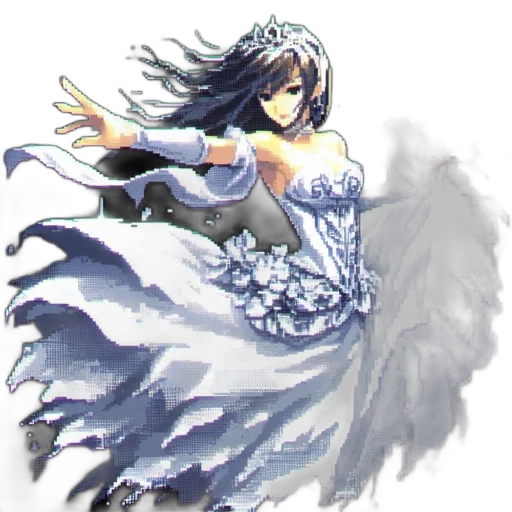 dress, crown, staff, concept art, fantasy art, watercolor, pixel art, monochrome transparent PNG cut-out