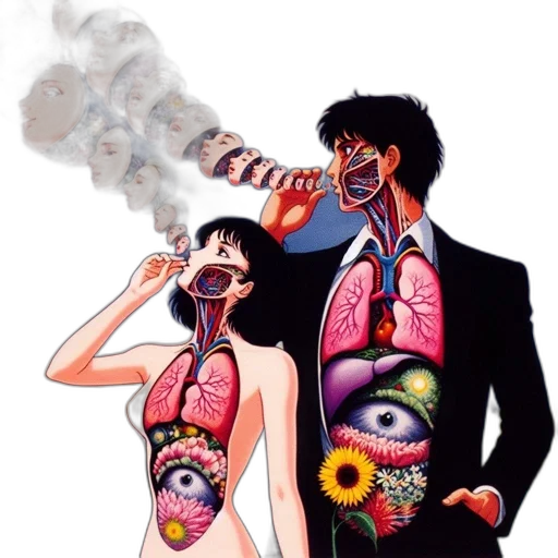 jacket, mask, vaporwave, concept art, cyberpunk, comic book art, fire, outer space transparent PNG cut-out