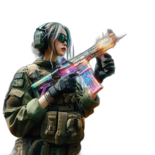 weapon, jacket, robot, cyberpunk, concept art, 3d render, fantasy art, pastel transparent PNG cut-out