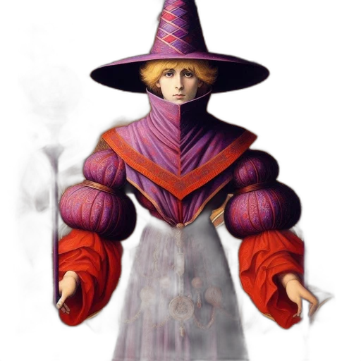 hat, staff, mask, dress, concept art, fantasy art, pixel art, photorealistic transparent PNG cut-out