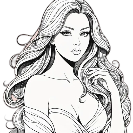 dress, jewelry, hair, crown, cartoon, fantasy art, pencil sketch, comic book art transparent PNG cut-out