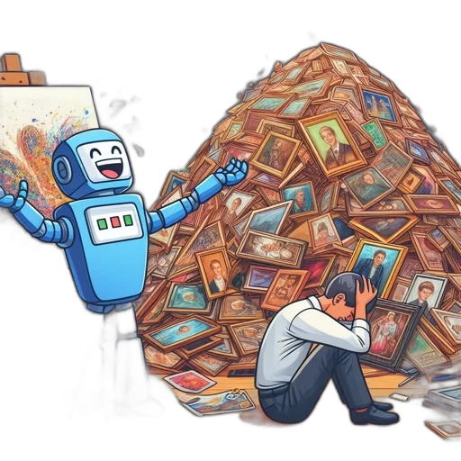 robot, concept art, cluttered, space, blue, paints, while, man transparent PNG cut-out
