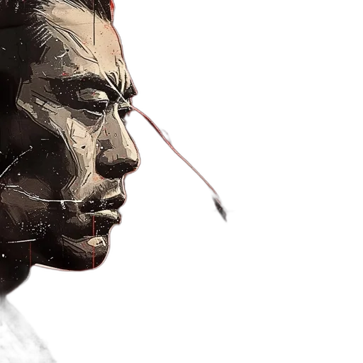 face, photorealistic, concept art, comic book art, cyberpunk, man, side, profile transparent PNG cut-out