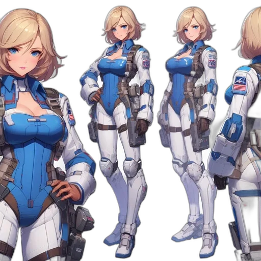 weapon, robot, jacket, concept art, anime, comic book art, cyberpunk, blue transparent PNG cut-out