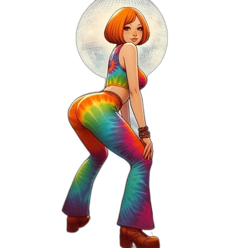 dress, concept art, fantasy art, comic book art, cartoon, colorful, woman, orange transparent PNG cut-out
