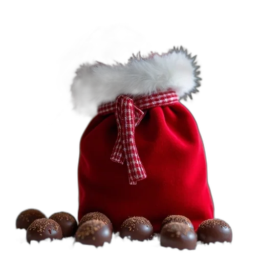 hat, 3d render, santa, bag, chocolates transparent PNG cut-out
